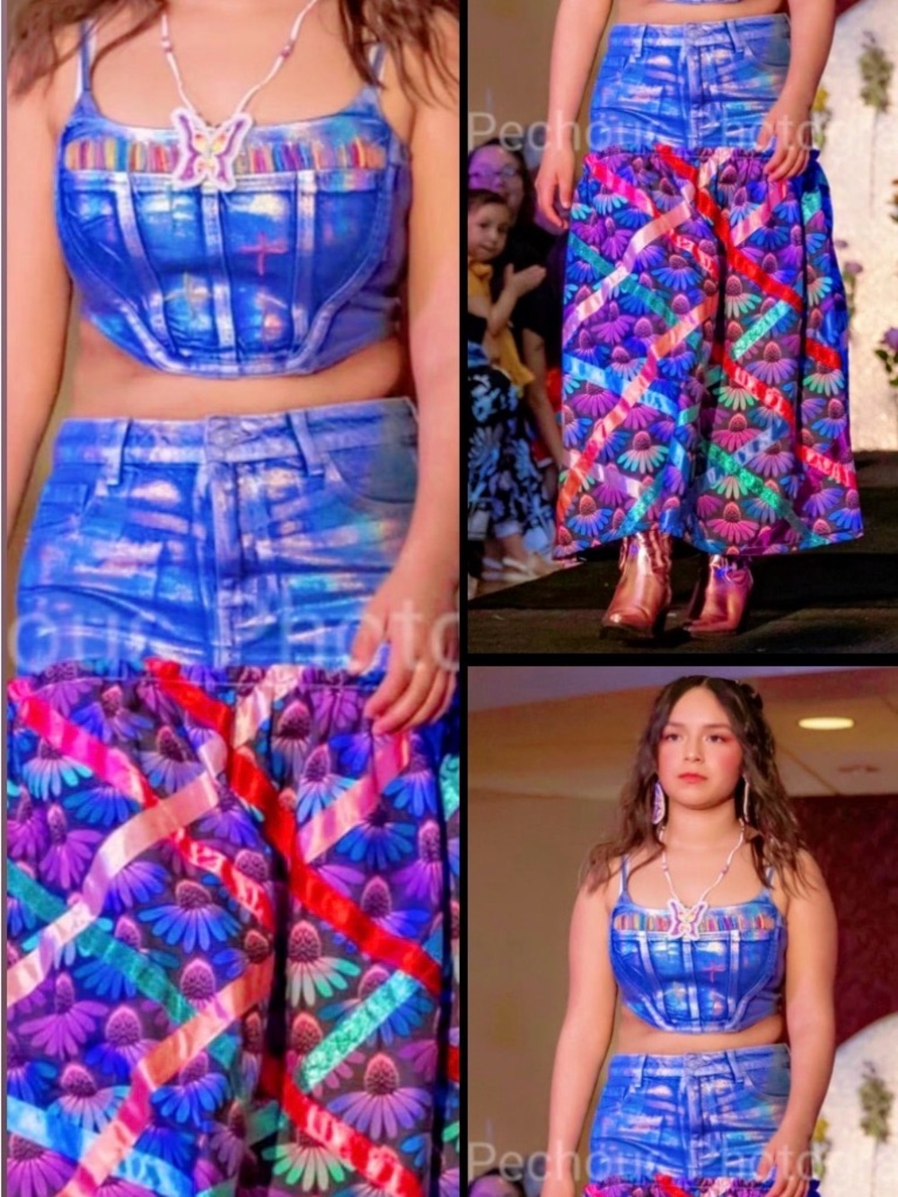 JS Wear 2 Piece denim ribbon dress